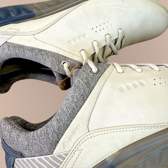 Ecco Womens Leather Golf Shoes Gortex S-Three Spikeless Sz. 9 - 9.5 Wide Cream - Picture 10 of 13